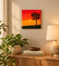 Original Sunset Tree Canvas Painting - Sunset Solitude - Orange Wall Art - Image 2