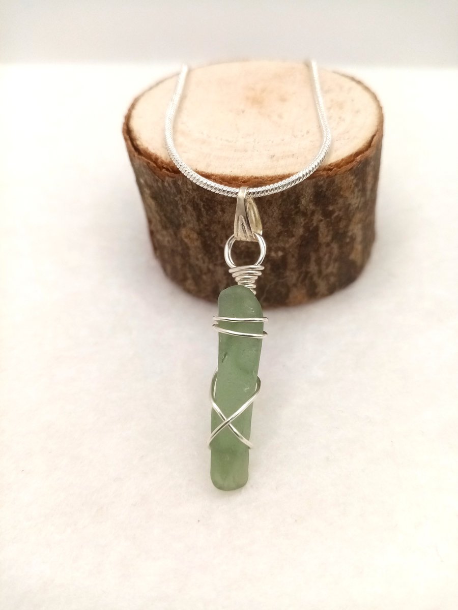 Wire-wrapped Sea Glass Necklace, Sea Glass, Gifts for her, Free Postage