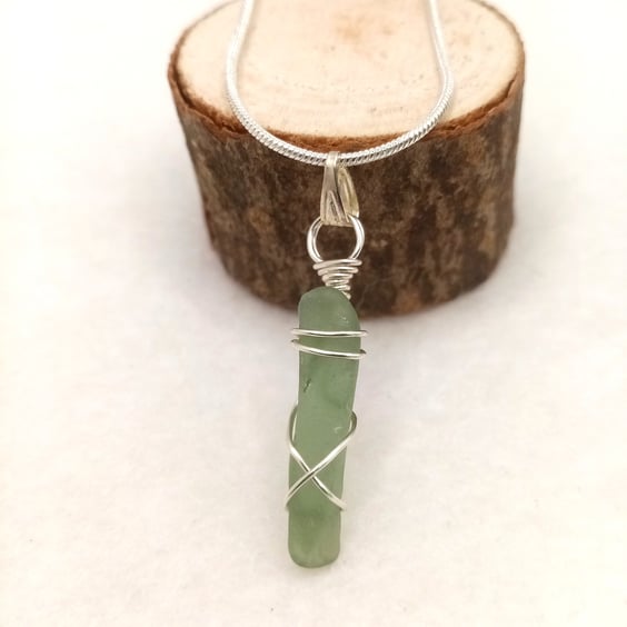 Wire Wrapped Sea Glass Necklace, Dainty Necklace, Unique Gift