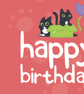 Funny Black Cat Birthday Card, Playful Cats with Balloon, Red Card for Cat Lover - Image 2