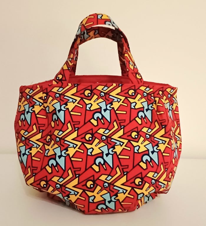 Roomy & Spacious Red Statement Hobo Bag - Abstract Geometric Style
