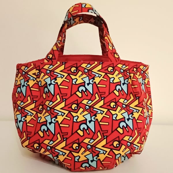 Roomy & Spacious Red Statement Hobo Bag - Abstract Geometric Style