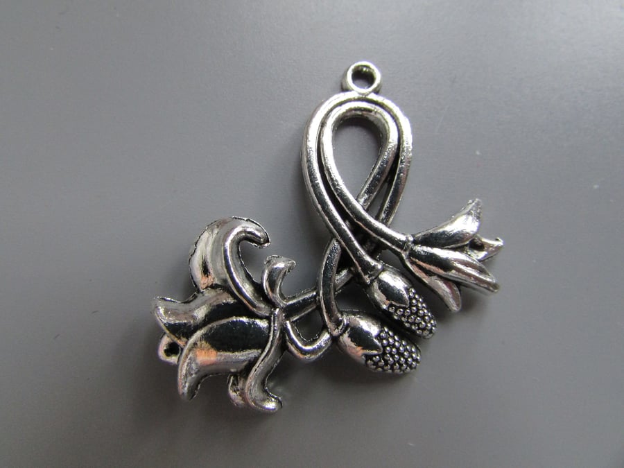 Silver Tulip Flower Tibetan Jewellery Charm