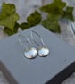 Sterling Silver Leaf Pattern Disc Drop Earrings - JBJ1109
