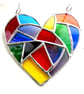Fat Patchwork Heart Suncatcher Rainbow Stained Glass Handmade  - Image 4