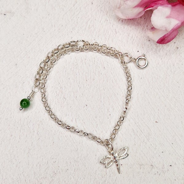 Silver Dragonfly Chain Bracelet