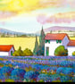 Watercolour Print :: Lavender Field, Provence, South Of France in 8 x 6'' Mount  - Image 1