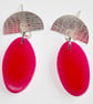 Fuchsia Acrylic and Silver Handmade Earrings - Image 3