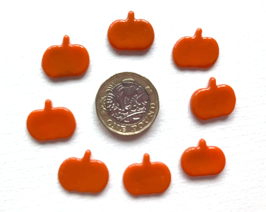 Pack of 8 Orange Pumpkins made with Bullseye 90coe glass