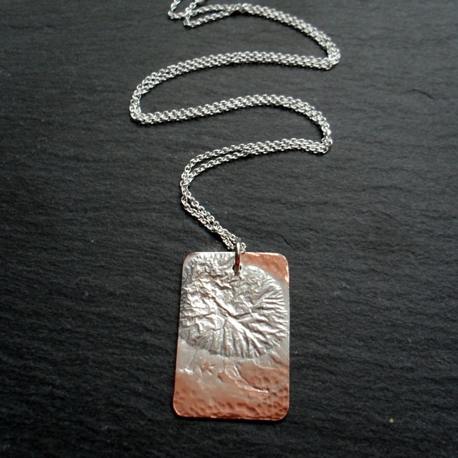 Copper  Pendant With Sterling Silver and Sterling Silver Chain