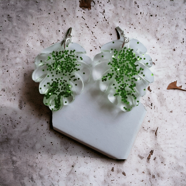 Handmade resin leaf earrings