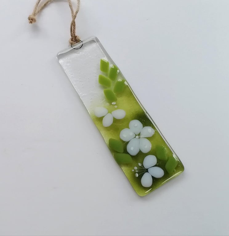 Fused Glass Myrtle Flower Suncatcher: Botanical Bedroom Decor