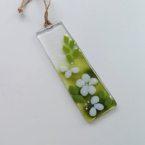Fused Glass Myrtle Flower Suncatcher: Botanical Bedroom Decor