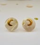 'Full Moon & Crescent Moon' celestial pearly silhouette GF stud earrings