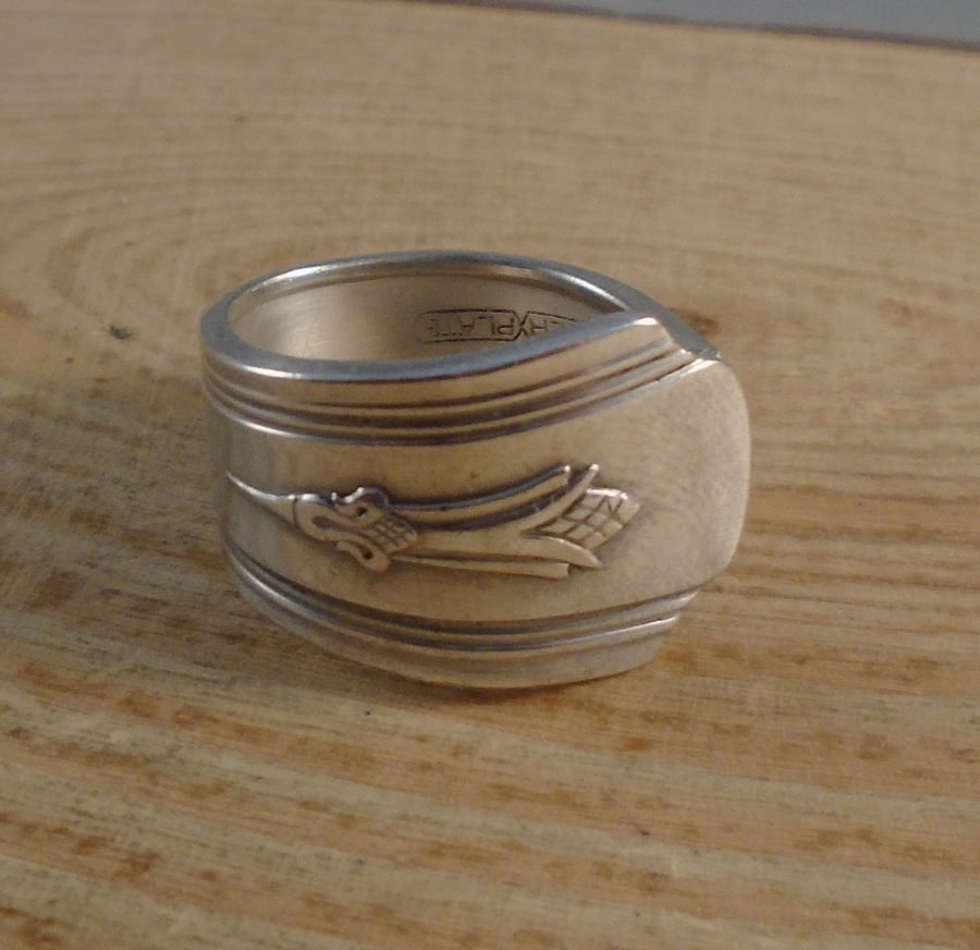 Upcycled Silver Plated Corn Spoon Handle Ring SPR061907