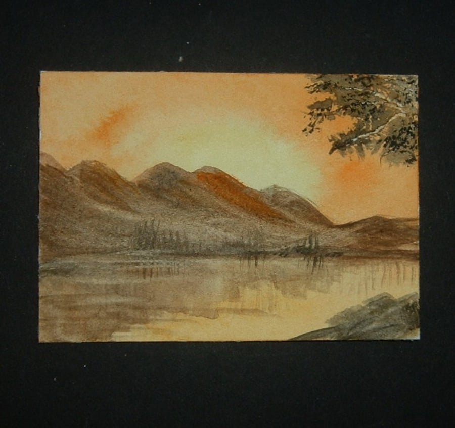 watercolour landscape aceo art painting ref 374