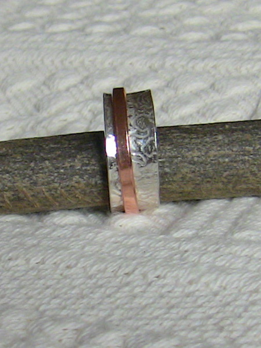 Sterling Silver Spinning Ring with Copper Spinner