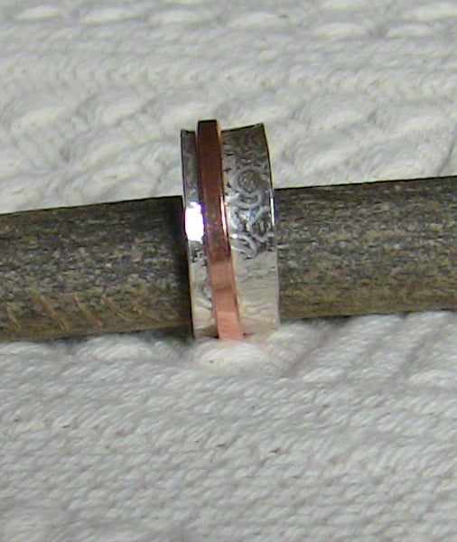 Sterling Silver Spinning Ring with Copper Spinner