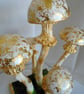 Fantasy Gold flaked clay Toadstool art sculpture - Image 2