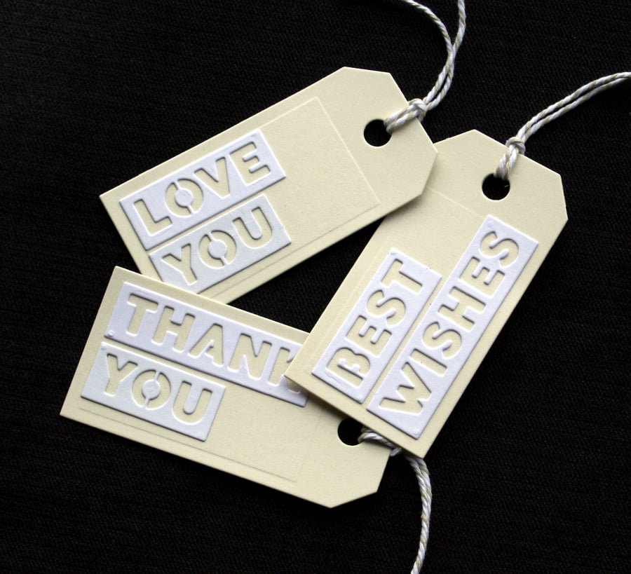 Mixed Words Tags - set of 3 - Handcrafted Gift Tags - dr18-0076