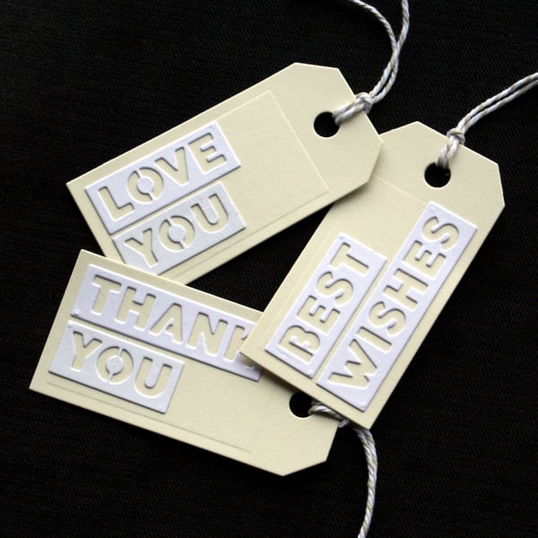 Mixed Words Tags - set of 3 - Handcrafted Gift Tags - dr18-0076