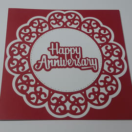 Happy Anniversary Greeting Card - Red and White