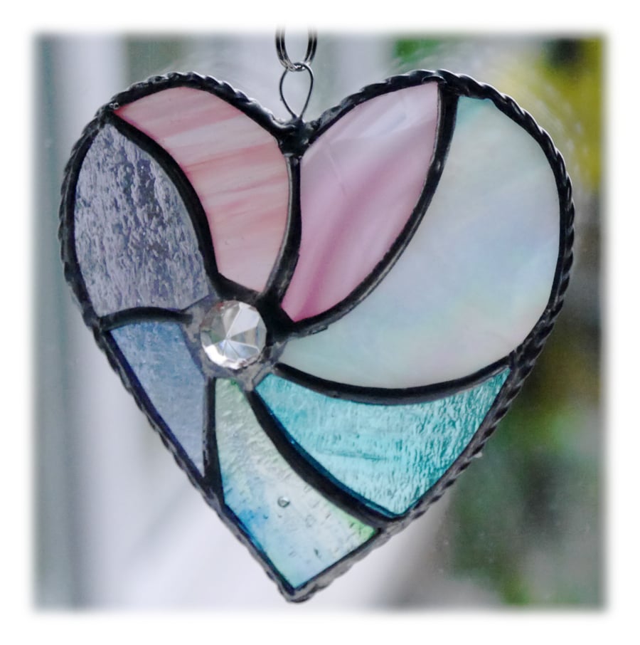 Pastel Swirl Heart Stained Glass Suncatcher 009