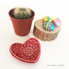 Little pottery heart dish RED trinket dish, ring plate, ring dish Valentines Day