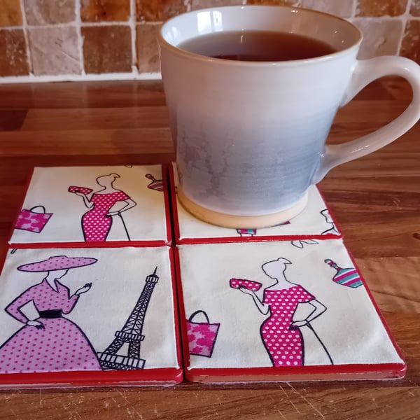 1950s Fashion (Pink) - Ceramic Tile Coasters (4) Perfectly Imperfect