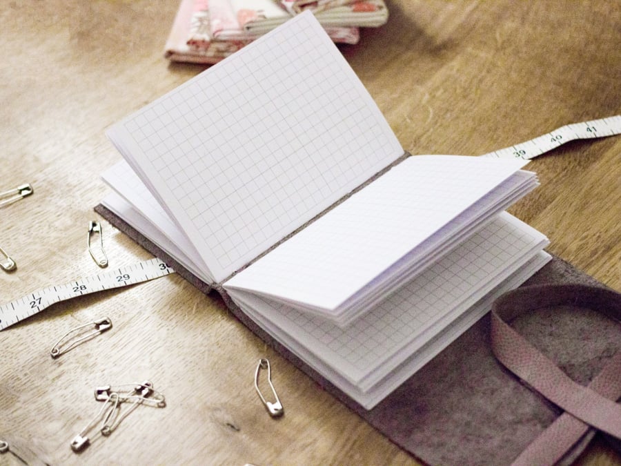 A6 Graph Journal, Leather Wrap Hand bound, 6 x 4, Squared Grid Pages