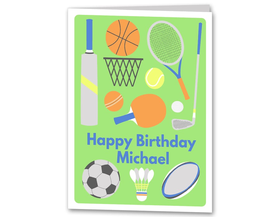 Mens Birthday Card, Male Sport Card, Personalised for Dad, Husband, Brother, Son