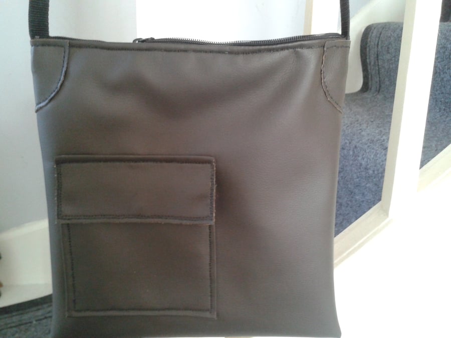 brown eco leather,  large shoulder bag   on sale