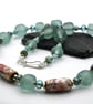 aqua lampwork glass and ceramic beaded necklace - Image 3