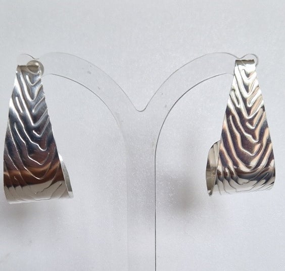 Statement Sterling Silver Earrings: handcrafted, textured, polished