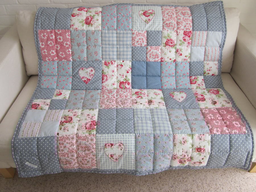 Handmade Patchwork Lap Quilt - Throw