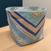Blue Zigzag Fabric Storage Basket