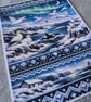 Northern lights orca seabird knitted Scene A4 photo print 