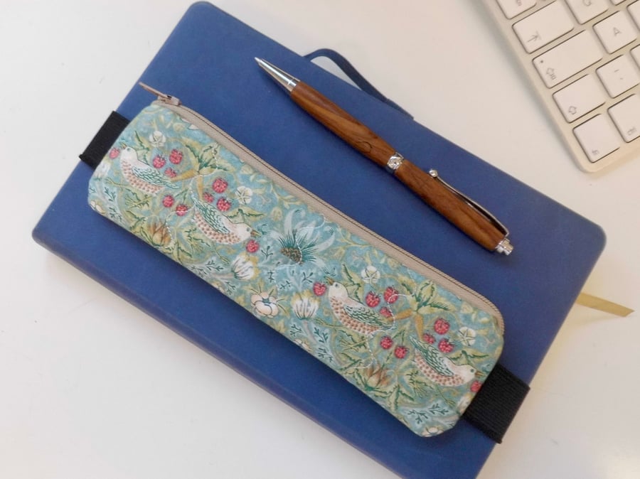  Elasticated pencil case for cover of book diary journal Strawberry Thief