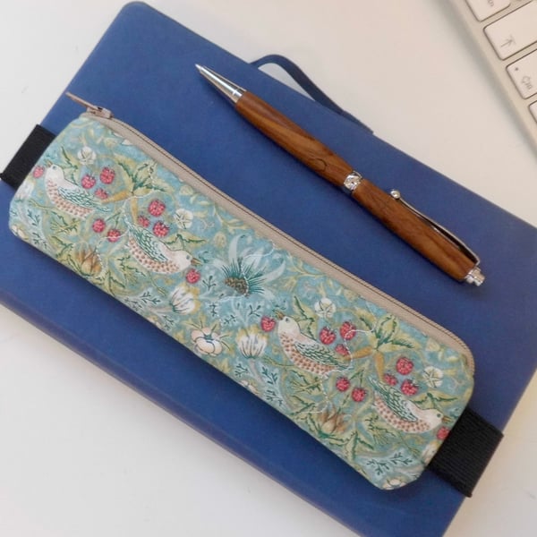  Elasticated pencil case for cover of book diary journal Strawberry Thief