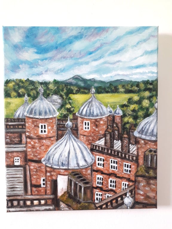 Drumlanrig Castle from up high, Original Painting