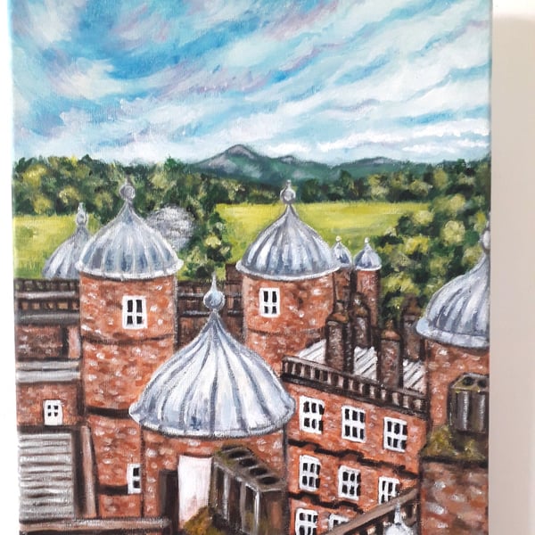 Drumlanrig Castle from up high, Original Painting