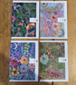 Botanical blank card set - handpainted whimsical colourful designs - Cottagecore