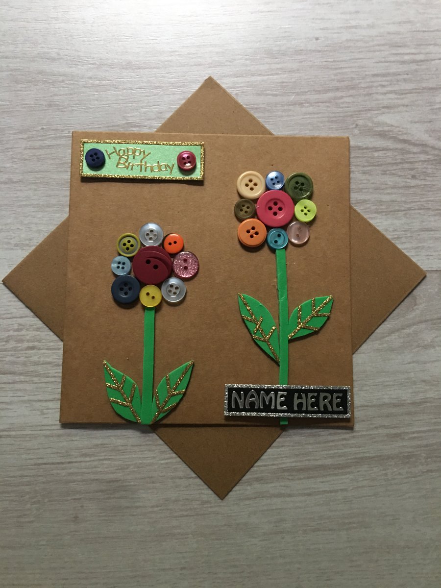 Button Flower Greetings Card 