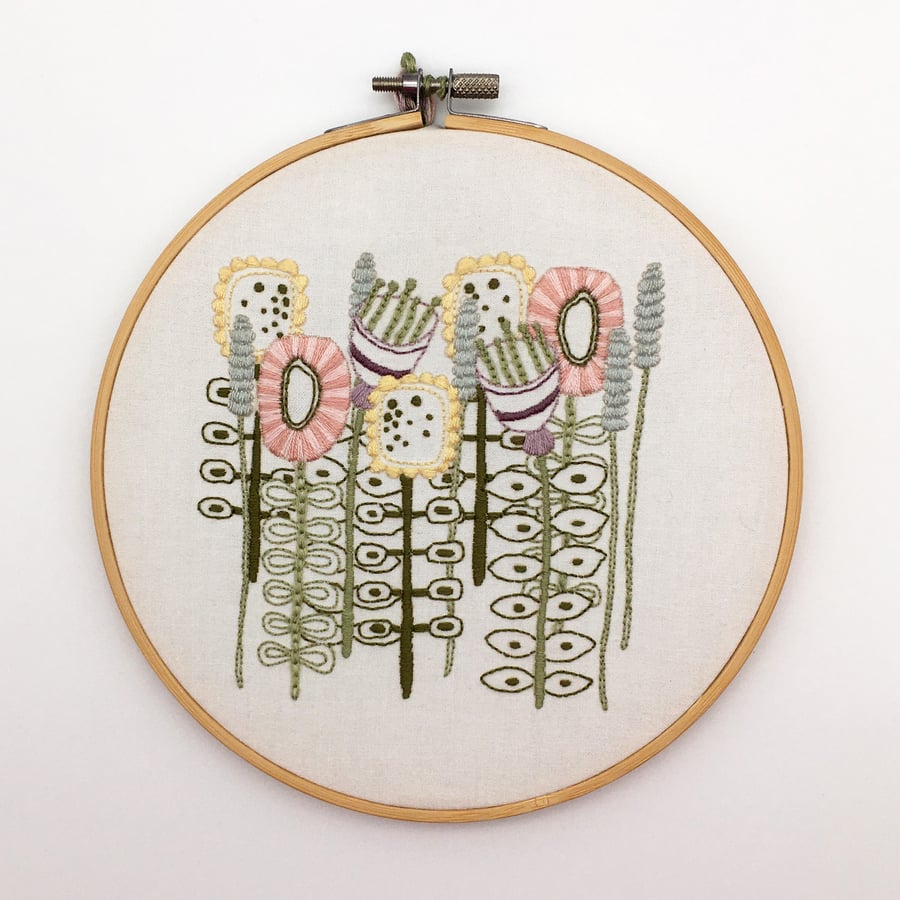 Floral Embroidery Kit - Abstract Flowers Embroidery Kit, Hand Embroidery
