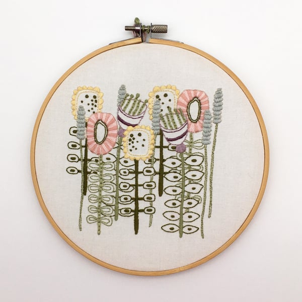 Floral Embroidery Kit - Abstract Flowers Embroidery Kit, Hand Embroidery