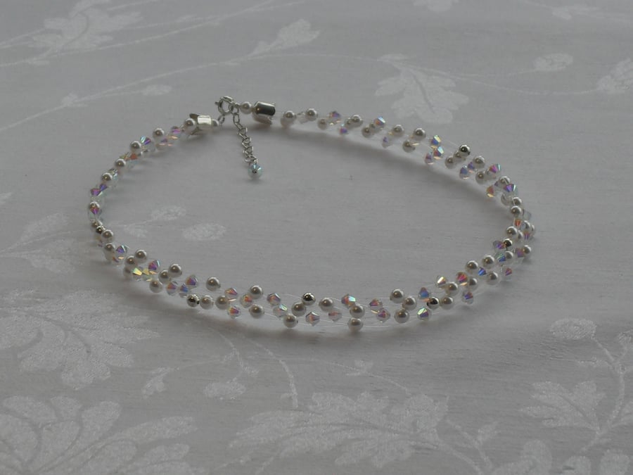 White Pearl and Crystal choker