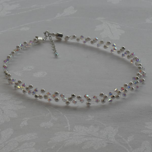 White Pearl and Crystal choker