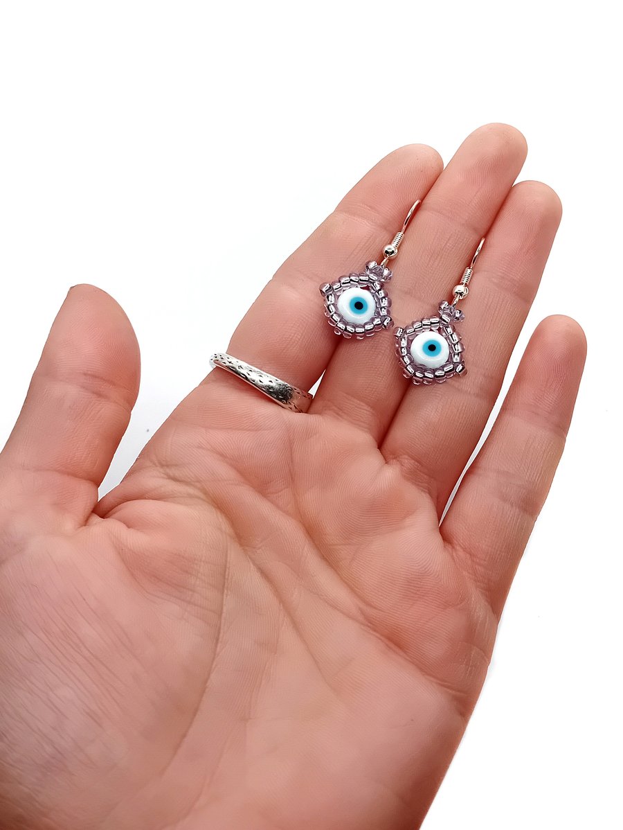 Evil eye beaded protection earrings