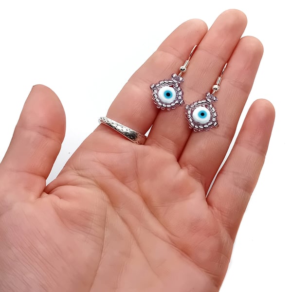 Evil eye beaded protection earrings