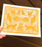 Lino Print Ginger Cats - Cat Lover Gift - Cat Wall Art - Art Deco Style - Image 2